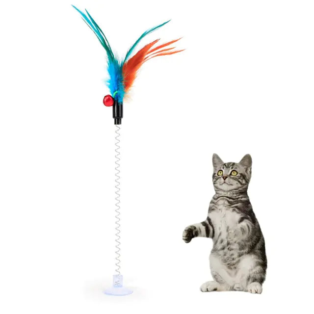 Cat Toy Stick Feather Wand With Bell Mouse Cage