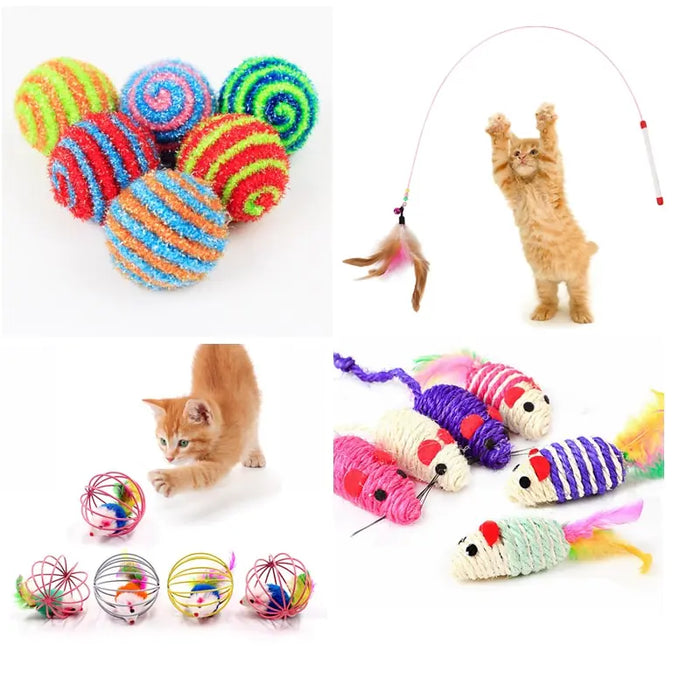 Cat Toy Stick Feather Wand With Bell Mouse Cage